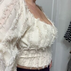 Lush Cream Textured Crop Top